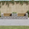  tömör impregnált fenyőfa kerti pad gabion kosárral