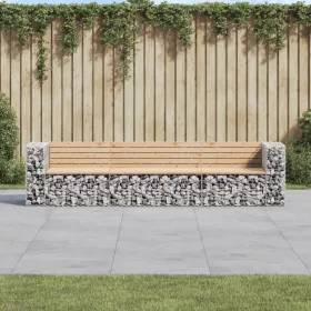  tömör fenyőfa gabion kerti pad 287x71x65,5 cm