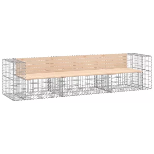  tömör fenyőfa gabion kerti pad 287x71x65,5 cm