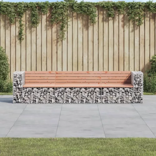  tömör duglászfenyő gabion kerti pad 287x71x65,5 cm