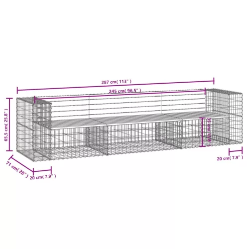  tömör duglászfenyő gabion kerti pad 287x71x65,5 cm