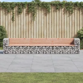  tömör duglászfenyő gabion kerti pad 347x71x65,5 cm