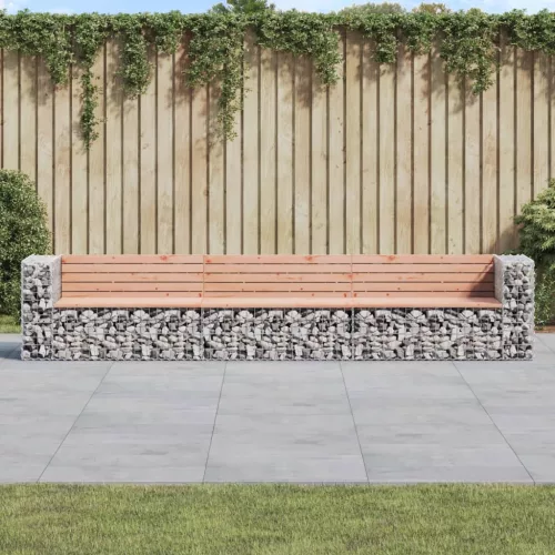  tömör duglászfenyő gabion kerti pad 347x71x65,5 cm