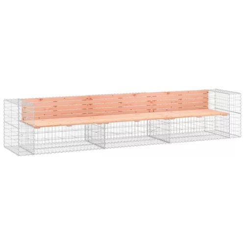  tömör duglászfenyő gabion kerti pad 347x71x65,5 cm