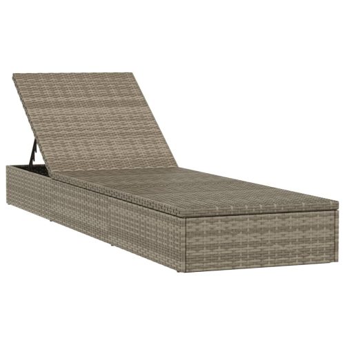  1 db szürke polyrattan napozóágy párnával 201 x 55 x 62 cm