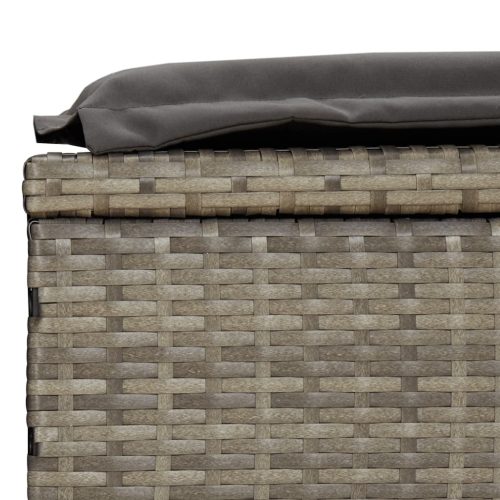  1 db szürke polyrattan napozóágy párnával 201 x 55 x 62 cm