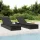  1 db fekete polyrattan napozóágy párnával 201 x 55 x 62 cm