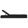  1 db fekete polyrattan napozóágy párnával 201 x 55 x 62 cm