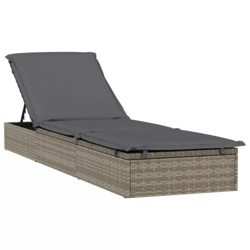  1 db szürke polyrattan napozóágy asztallal