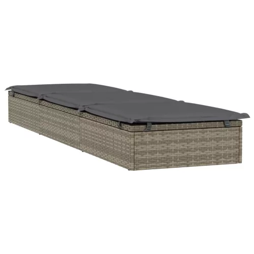  2 db szürke polyrattan napágy asztallal