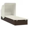  barna polyrattan napozóágy összecsukható tetővel 213x63x97 cm