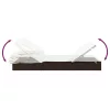  barna polyrattan napozóágy összecsukható tetővel 213x63x97 cm