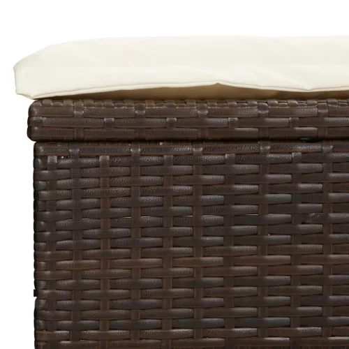  barna polyrattan napozóágy összecsukható tetővel 213x63x97 cm
