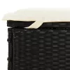  fekete polyrattan napozóágy összecsukható tetővel 213x63x97 cm