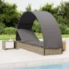  szürke polyrattan napágy kerek tetővel 211 x 57 x 140 cm