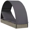  szürke polyrattan napágy kerek tetővel 211 x 57 x 140 cm