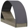  szürke polyrattan napágy kerek tetővel 211 x 57 x 140 cm