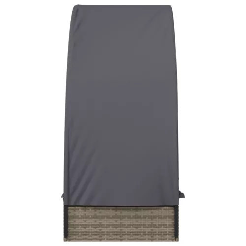  szürke polyrattan napágy kerek tetővel 211 x 57 x 140 cm