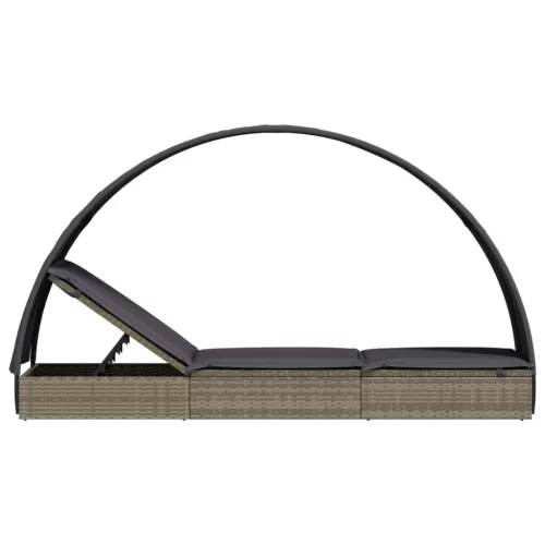  szürke polyrattan napágy kerek tetővel 211 x 57 x 140 cm