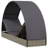  szürke polyrattan napágy kerek tetővel 211 x 57 x 140 cm
