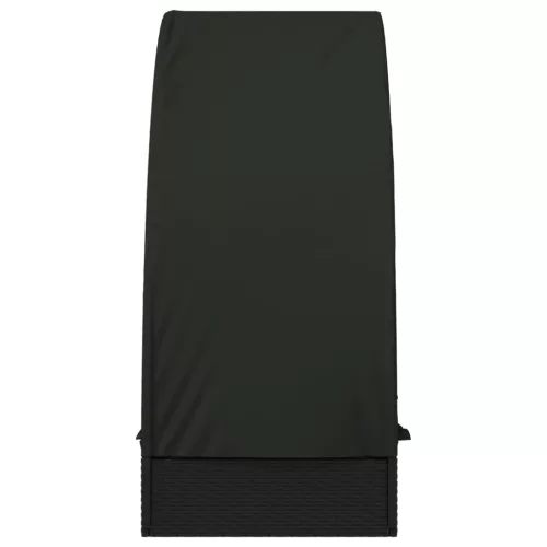  fekete polyrattan napágy kerek tetővel 211 x 57 x 140 cm