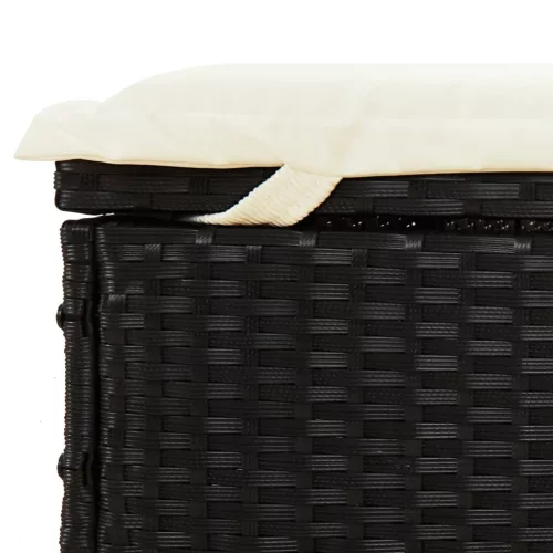  kétszemélyes fekete polyrattan napozóágy párnákkal