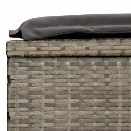  kétszemélyes szürke polyrattan napozóágy párnákkal