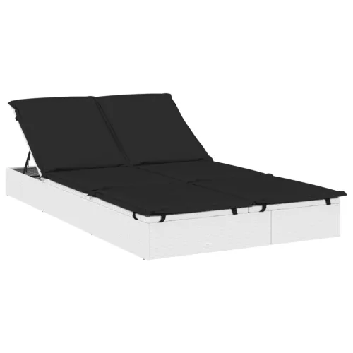  kétszemélyes fehér polyrattan napozóágy párnákkal