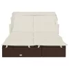  2 személyes barna polyrattan napágy tetővel 213 x 118 x 97 cm