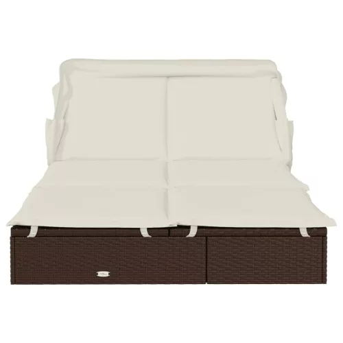  2 személyes barna polyrattan napágy tetővel 213 x 118 x 97 cm