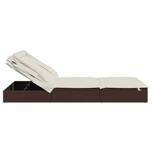 2 személyes barna polyrattan napágy tetővel 213 x 118 x 97 cm