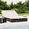  2 személyes fekete polyrattan napágy tetővel 213 x 118 x 97 cm