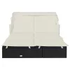  2 személyes fekete polyrattan napágy tetővel 213 x 118 x 97 cm