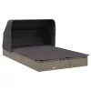  2 személyes szürke polyrattan napágy tetővel 213 x 118 x 97 cm