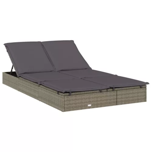  2 személyes szürke polyrattan napágy tetővel 213 x 118 x 97 cm