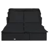  2 személyes fekete polyrattan napágy tetővel 213 x 118 x 97 cm