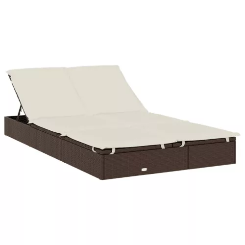  2 személyes barna polyrattan napágy kerek tetővel 211x112x140cm