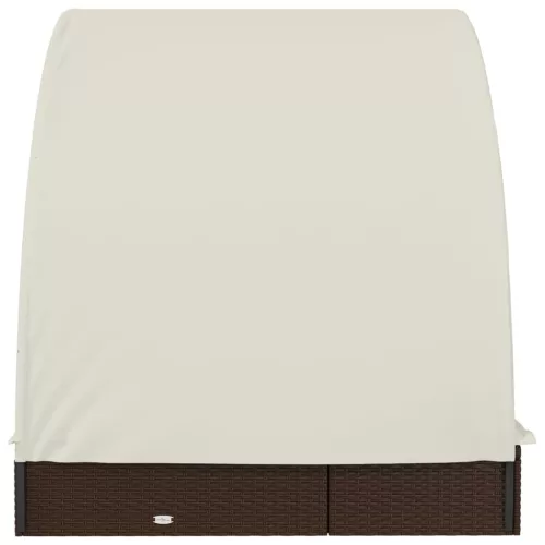  2 személyes barna polyrattan napágy kerek tetővel 211x112x140cm