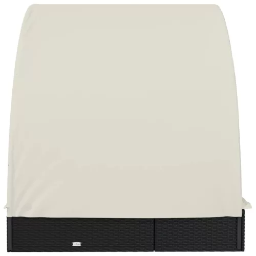  2 személyes fekete polyrattan napágy kerek tetővel 213x118x97cm