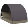  2 személyes szürke polyrattan napágy kerek tetővel 211x112x140