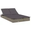  2 személyes szürke polyrattan napágy kerek tetővel 211x112x140