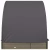  2 személyes szürke polyrattan napágy kerek tetővel 211x112x140