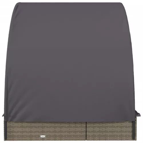  2 személyes szürke polyrattan napágy kerek tetővel 211x112x140