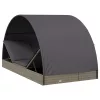  2 személyes szürke polyrattan napágy kerek tetővel 211x112x140