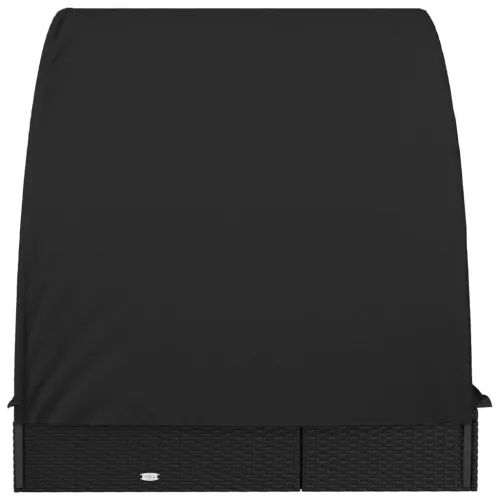  2 személyes fekete polyrattan napágy kerek tetővel 213x118x97cm