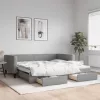  világosszürke kihúzható szövet heverő fiókokkal 100 x 200 cm