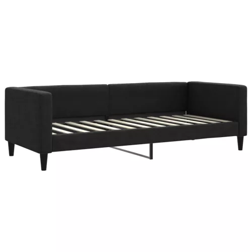  fekete kihúzható szövet heverő fiókokkal 80 x 200 cm