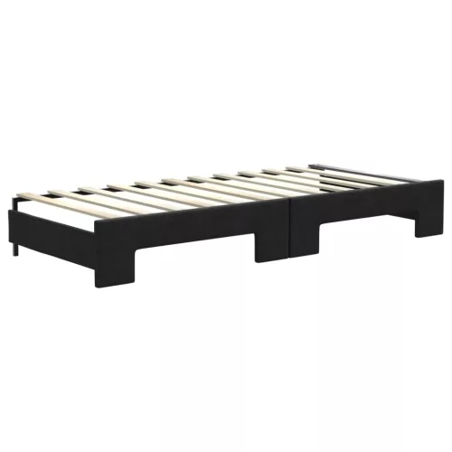  fekete kihúzható szövet heverő fiókokkal 80 x 200 cm