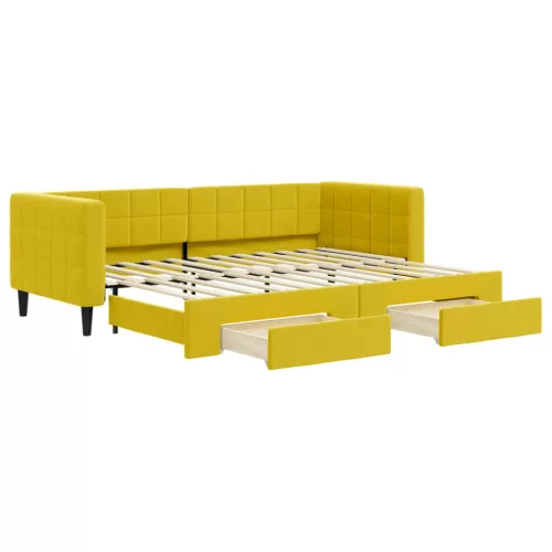  sárga kihúzható bársony heverő fiókkal 80 x 200 cm