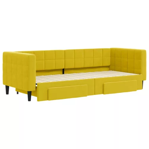  sárga kihúzható bársony heverő fiókkal 80 x 200 cm